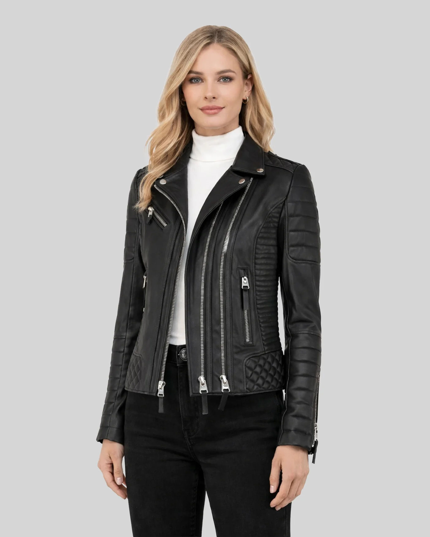 VESTE DE MOTARD EN CUIR LÉA
